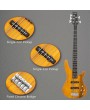 Glarry GIB Electric 5 String Bass Guitar Full Size Bag   Strap   Pick   Connector   Wrench Tool Transparent Yellow