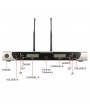 U-8008 UHF Anti-Interference Wireless Microphone System Adjustable Frequency Dual Handheld 2 x Mic Cordless Receiver Silver