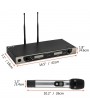 U-8008 UHF Anti-Interference Wireless Microphone System Adjustable Frequency Dual Handheld 2 x Mic Cordless Receiver Silver