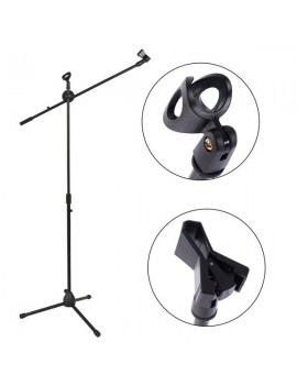 Glarry FS-002 Folding Type Tripod Boom Microphone Mic Stand Black